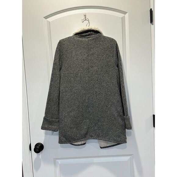Abercrombie & Fitch Sherpa Lined Open Front Cardigan Gray Size Small - Picture 3 of 7
